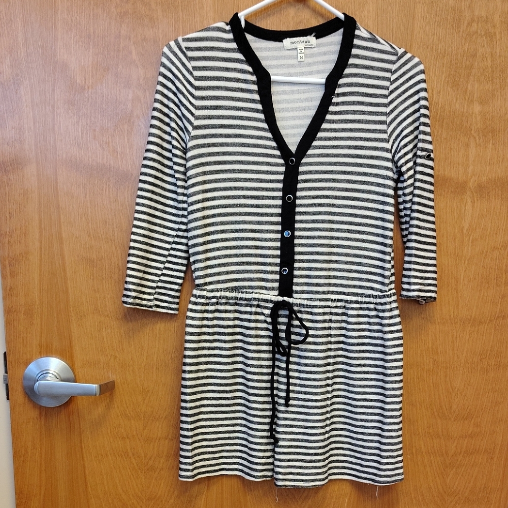 Monteau Black and White Striped Romper